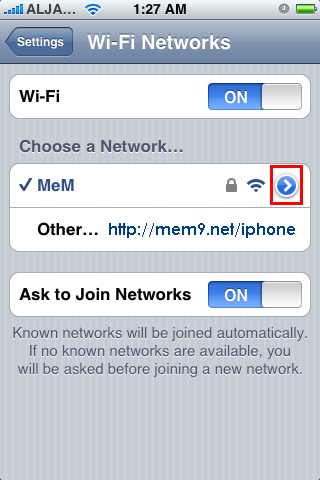 iPhone WiFi Network