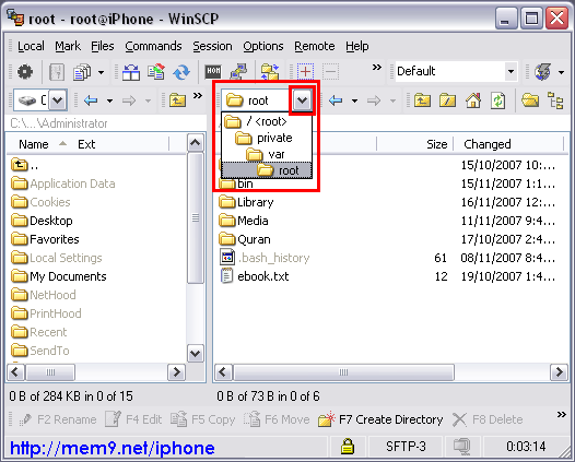 WinSCP SSH Directory Navigation